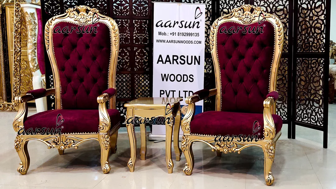 High Back Living Room Antique Gold Chairs view 4