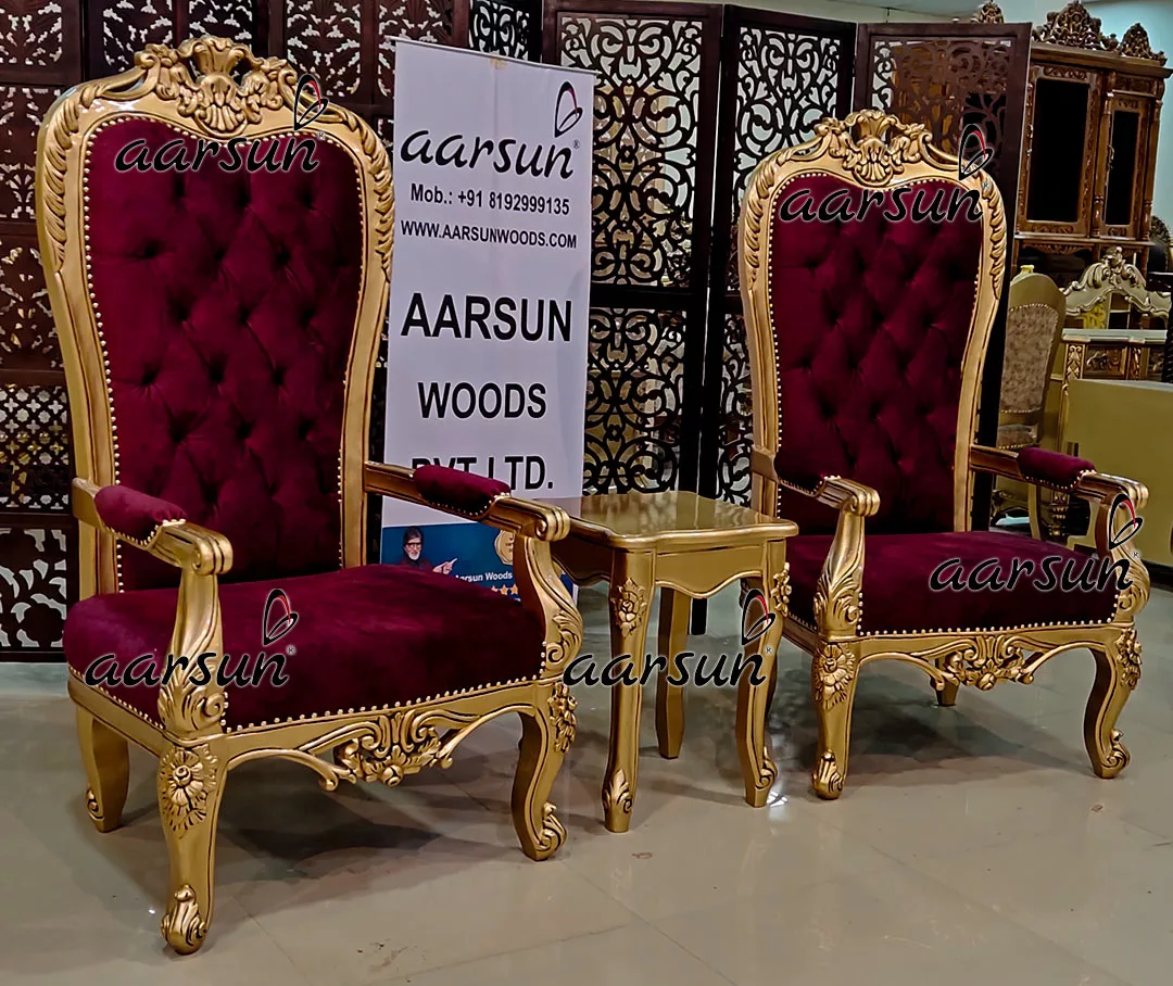 High Back Living Room Antique Gold Chairs view 6