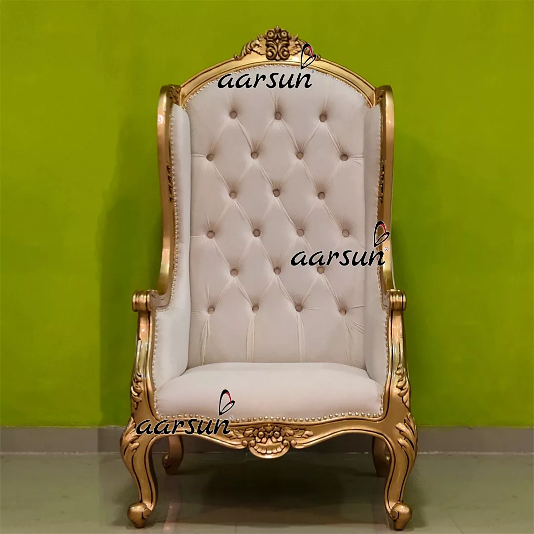 Royal Wingback Chair in Gold view 4