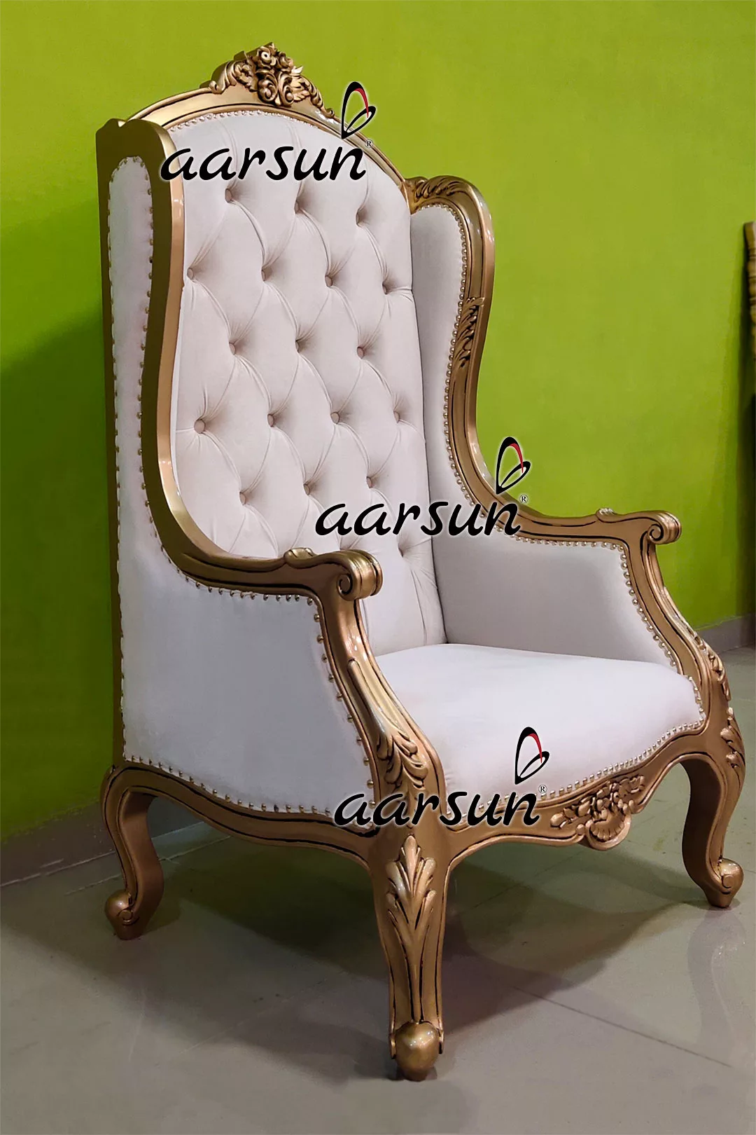 Royal Wingback Chair in Gold view 6