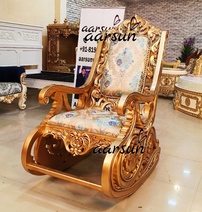 Wooden Rocking Chair in Gold Polish view 5