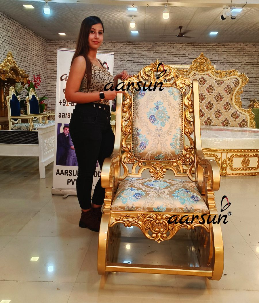 Wooden Rocking Chair in Gold Polish view 7